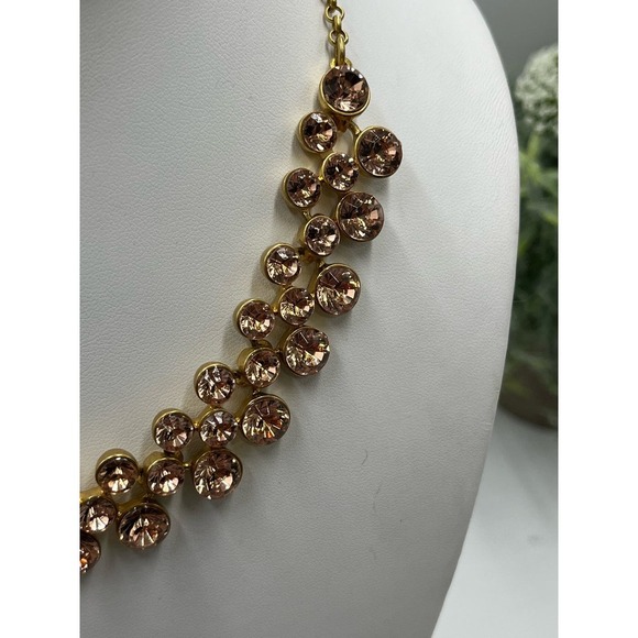 J. Crew‎ Peach Topaz Faceted Bezel Set Shimmering Rhinestone Collar Necklace - Picture 9 of 16